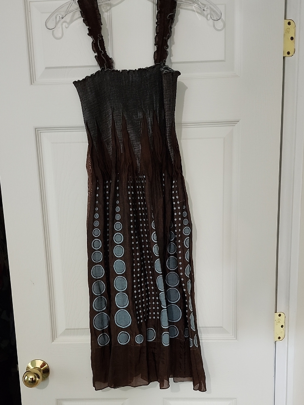 Max Studio Sundress Y2K With Stretch Bodice Brown Turquoise